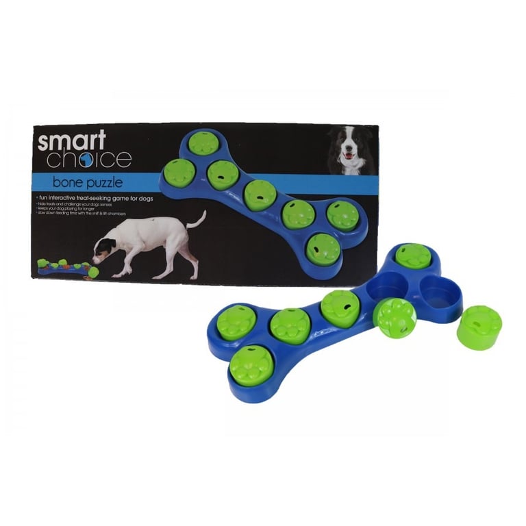 Durable Dogs Bone Shaped Treat Puzzle - Interactive Training Toy for Pets