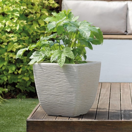 Stewart 38cm Limestone Cotswold Grey Planter - Durable Outdoor Garden Decoration