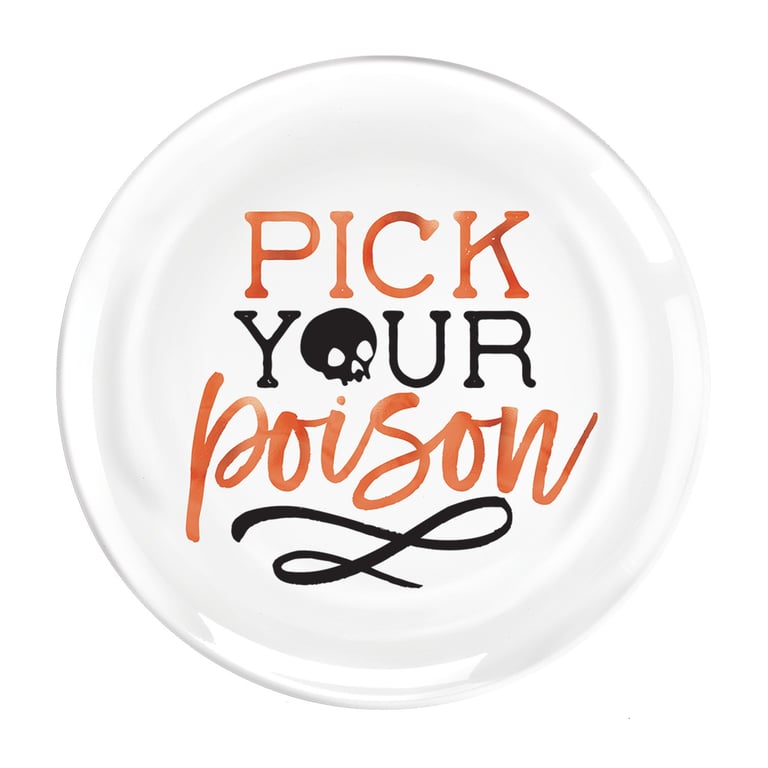 19cm Pick Your Poison Plastic Plates - Disposable Dinnerware Set of 4