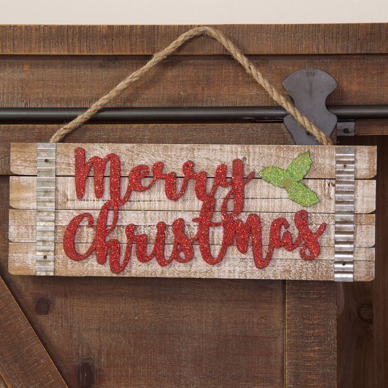 Merry Christmas Hanging Plaque - Festive Holiday Decor Home Decoration Wall Sign