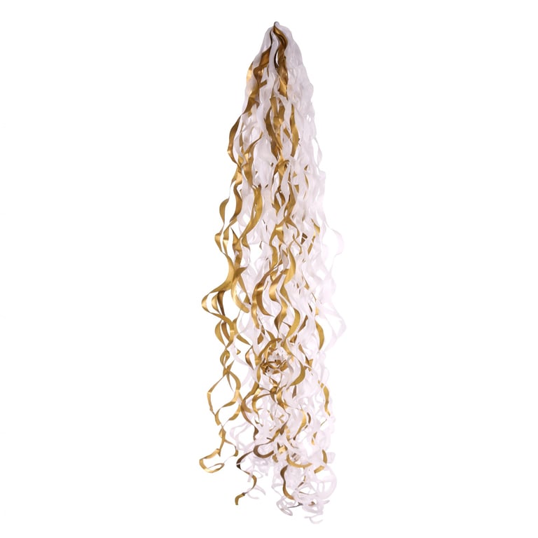 Metallic Gold & White 18 Inch Balloon Tassels - Elegant Home Decor and Party Accents