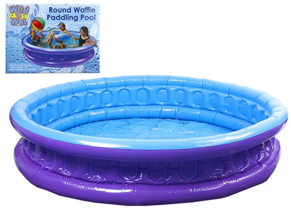 Round Waffle Paddling Pool - Inflatable Outdoor Kids Summer Fun Pool