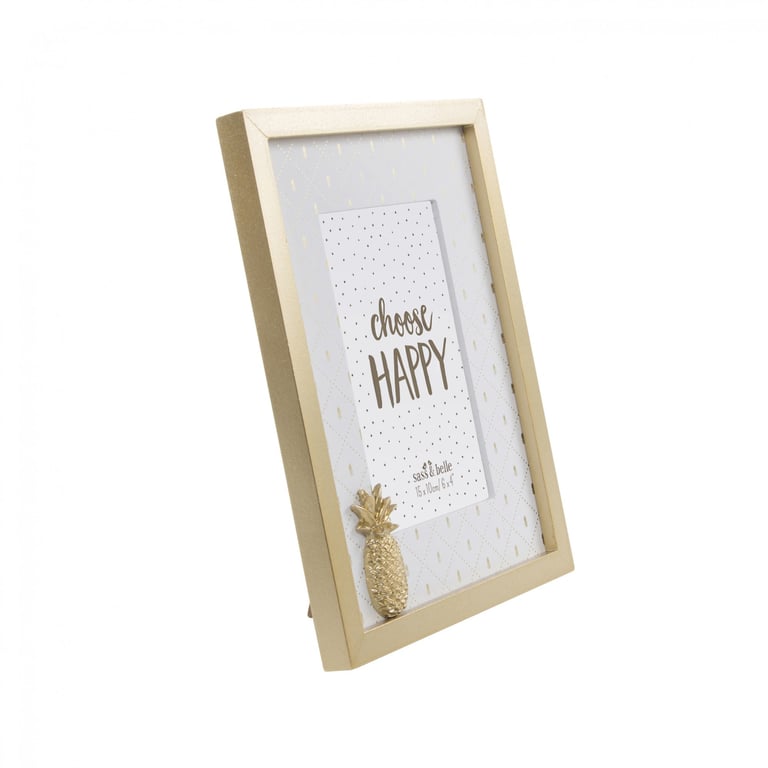 Touch of Gold Pineapple Photo Frame - Golden Home Decor 6x4 Inch Garden Accent
