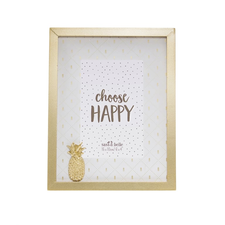 Touch of Gold Pineapple Photo Frame - Golden Home Decor 6x4 Inch Garden Accent