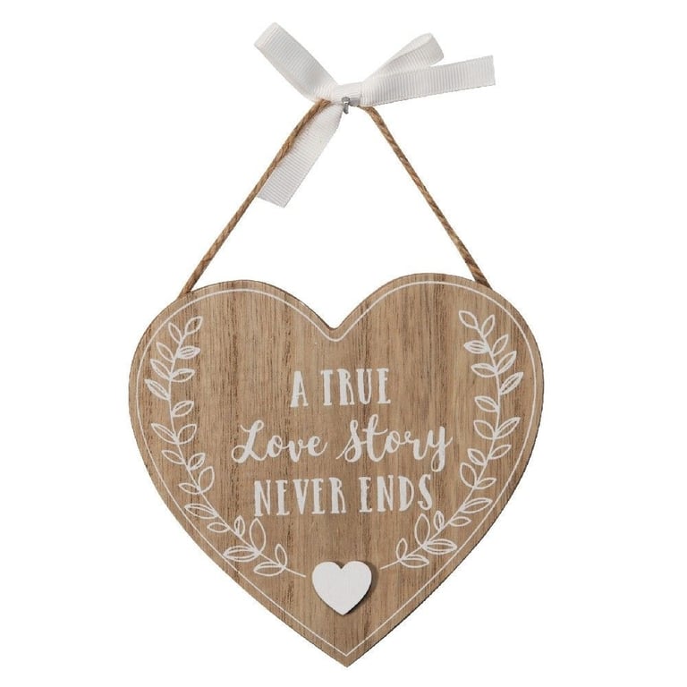 Love Story True Love Story Heart Plaque - Romantic Home Decor Wedding Gift