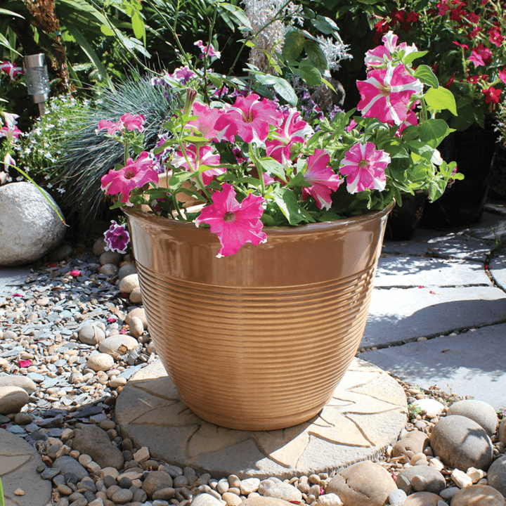 Glazed Ceramic Effect Planter - Elegant Indoor and Outdoor Decorative Garden Container