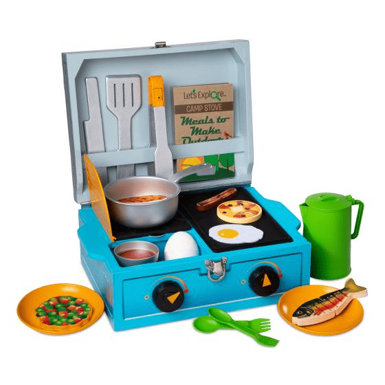 Portable Camp Stove Play Set with Outdoor Cooking Equipment and Camping Kitchen Gear