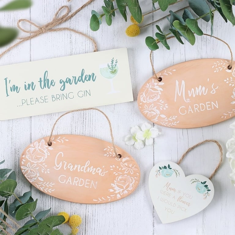 Grandma s Garden Terracotta Plaque - Rustic Outdoor Home Decor Sign