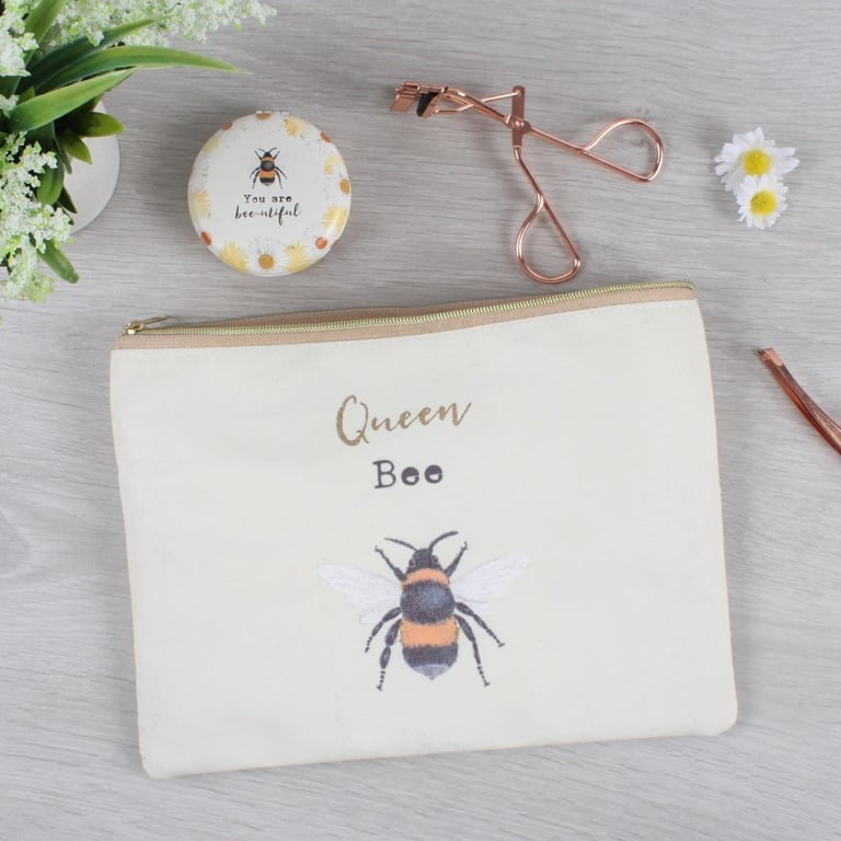Queen Bee Makeup Pouch - Organized Travel Beauty Case with Cosmetic Holder and Storage Compartments