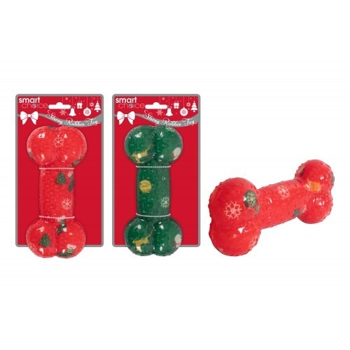 Assorted Rubber Printed Dog Bone Toy (17cm) - Durable Chew Toys for Dogs