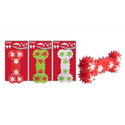 Assorted Rubber Snowflake Dog Bone Toy - Durable Chew Toy for Small to Medium Breeds (17cm)