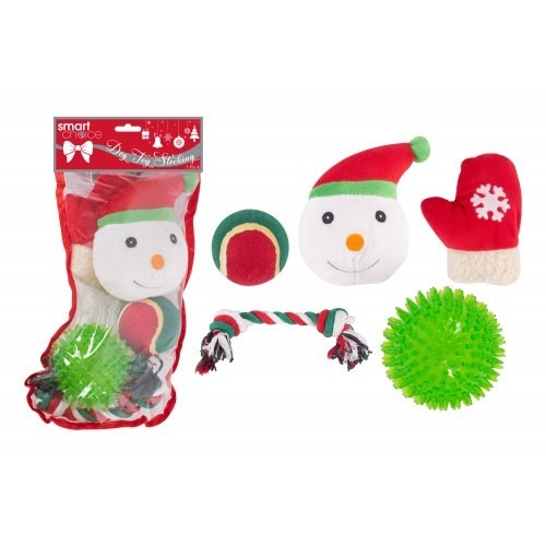 Rubber Stocking Shaped Christmas Dog Toys (Pack of 5) - Festive Pet Gift