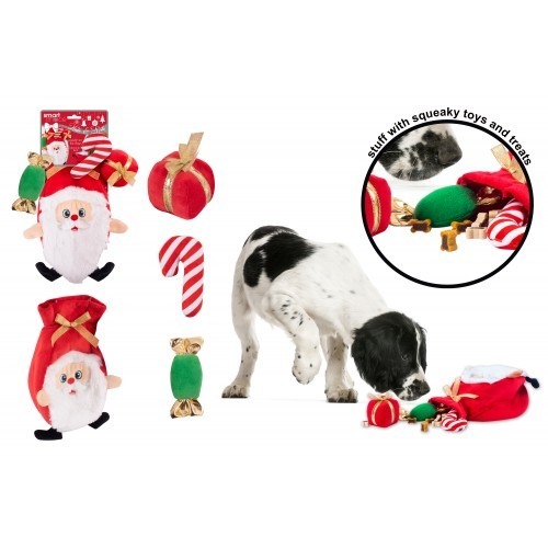 Hide and Seek Santa Dog Toy - 28cm Large Christmas Hide-and-Seek Fun Toy for Dogs