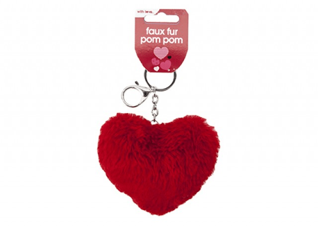 Faux Fur Heart Keychain - Vintage Inspired Winter Accessory