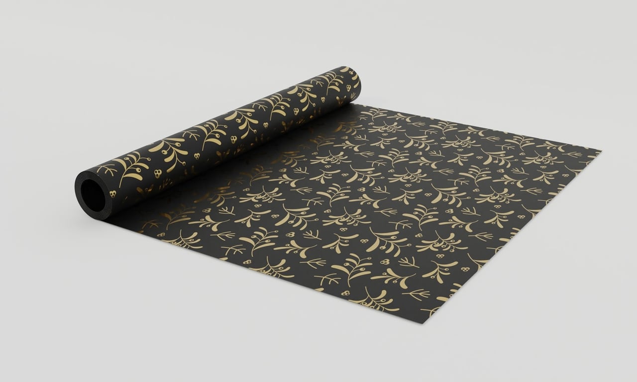 Black Kraft Gold Mistletoe Paper - 50cm x 100m Roll for Holiday Decorations and Home Accents