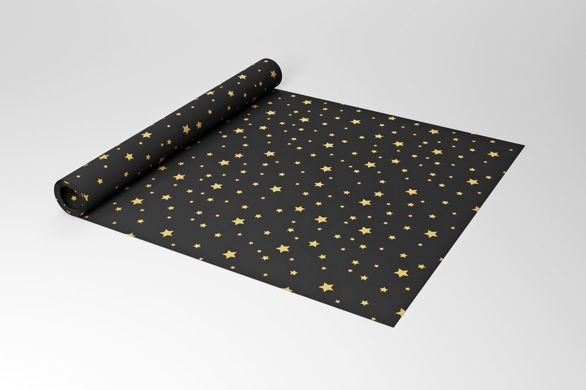 Black Kraft Gold Star Paper - Premium Wrapping and Home Decor Paper (50cmx100m)
