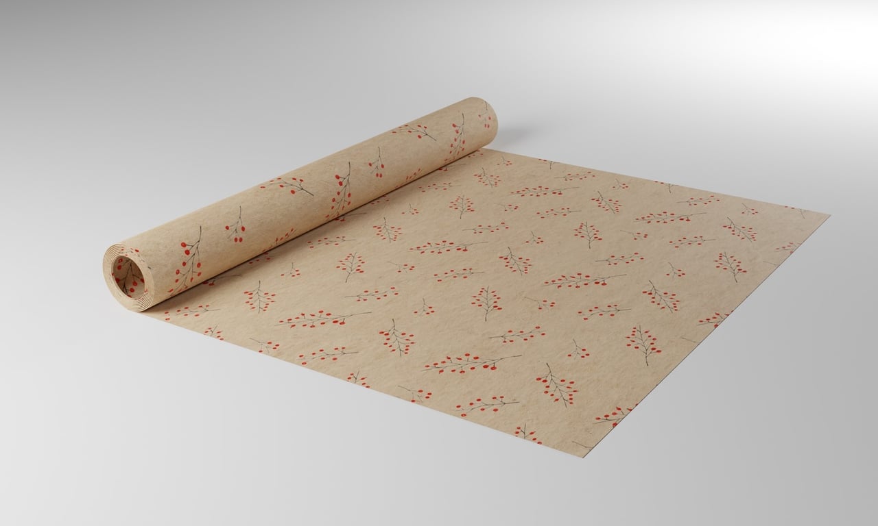 Nat Kraft Red Berry Paper - 50cm x 100m Home Decor and Gift Wrapping Kraft Paper