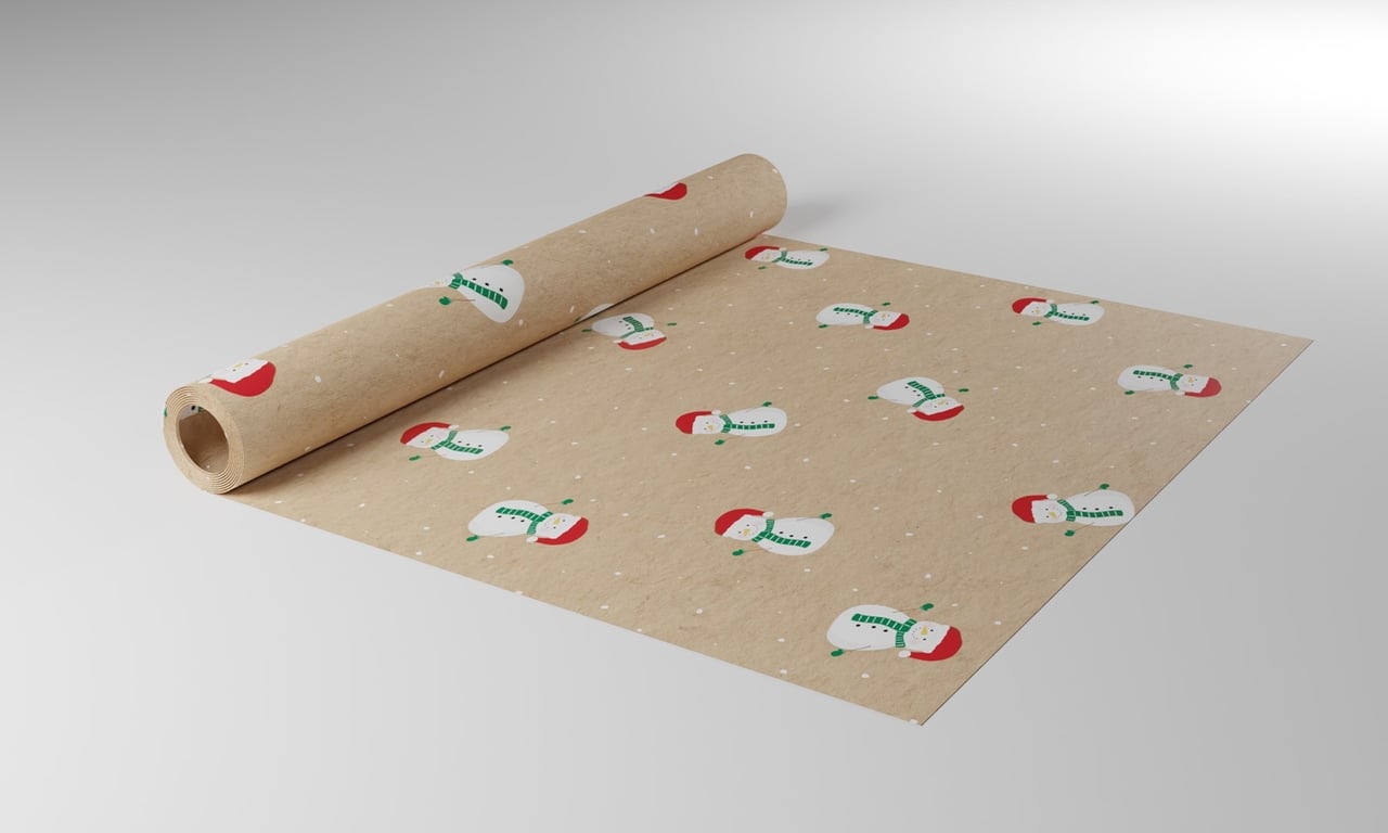 Nat Kraft Snowman Paper - 50cm x 100m Kraft Paper Roll for Festive Home Decor and Christmas Decorations