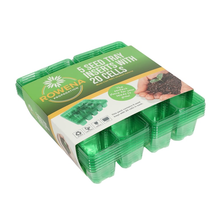 Green Seed Trays - 5-Piece Set with 20 Cells, Gardening Supplies for Home & Garden