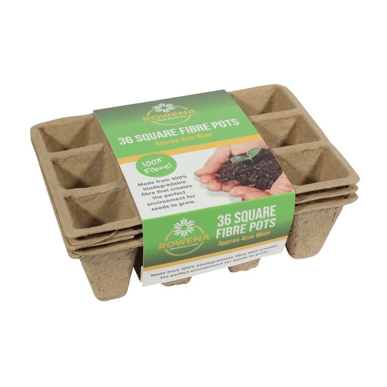 Square Fibre Pots 4cm Pack of 36 Gardening Pots for Home Garden Plants