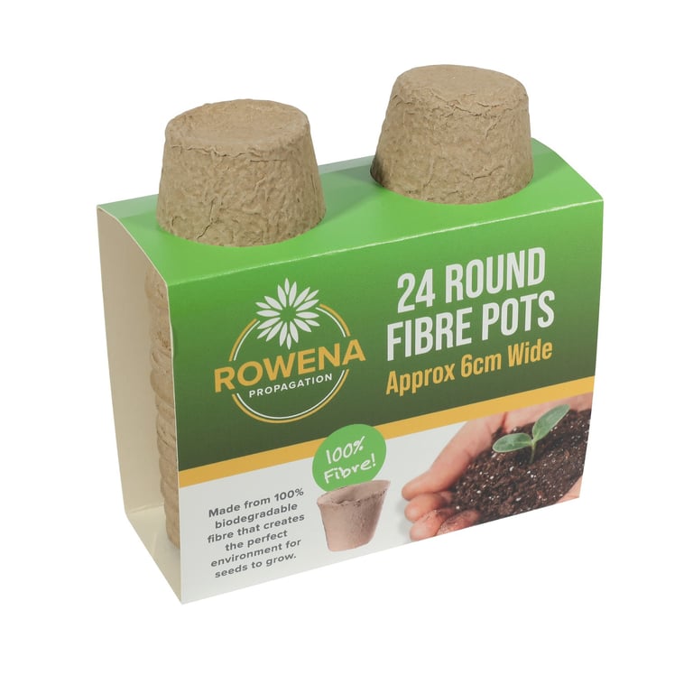 Round Fibre Pots 6cm - Pack of 24 Durable Small Planters for Home Garden and Flower Display