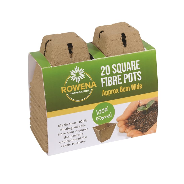 Square Fibre Pots 6cm - Pack of 20 Small Plant Holders for Home & Garden Supplies