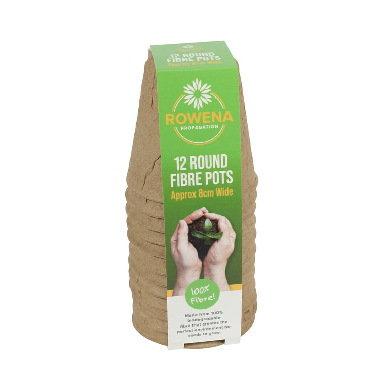Round Fibre Pots 8cm - Pack of 12 Durable Planters for Home Gardening