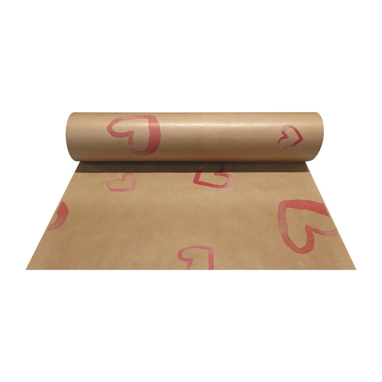 Nat Kraft Watercolour Heart Paper - 50cm x 100m High-Quality Craft Paper for Home Decor and Handmade Cards