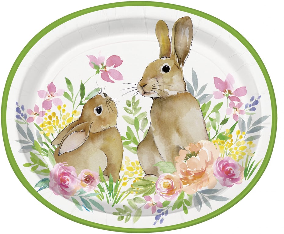Easter Oval Watercolour Plates - Spring Home Decor Tableware