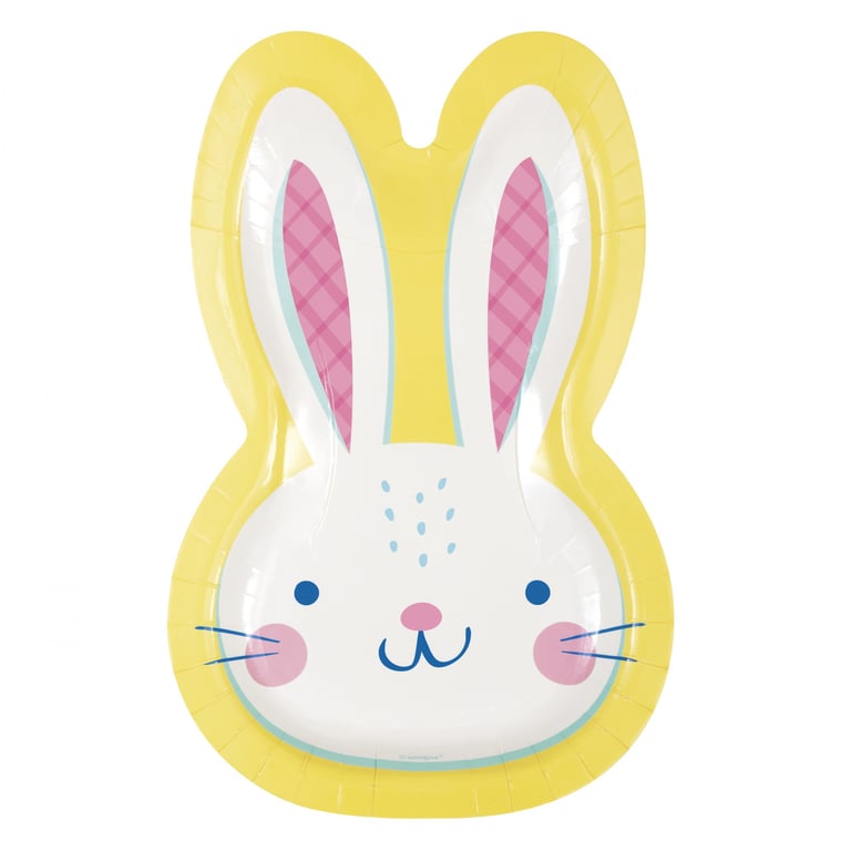 Eggcellent Easter Bunny Shaped Plates - Set of 8 Decorative Home Decor Plates for Easter Tableware