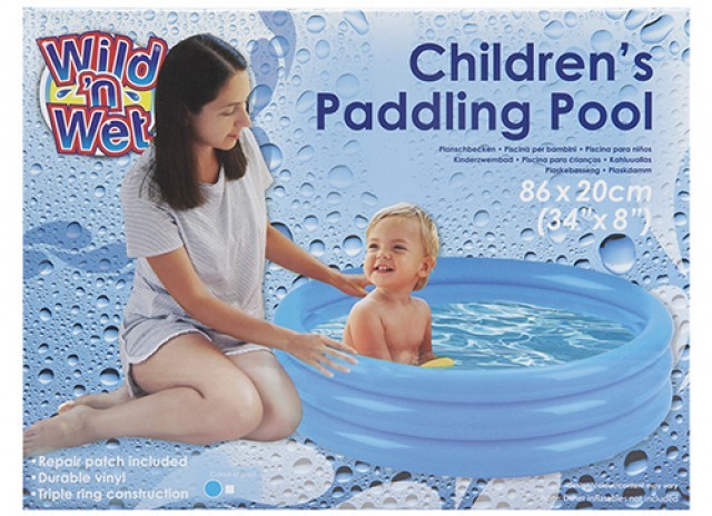 Blue 3-Ring Inflatable Paddling Pool for Outdoor Home Garden Use