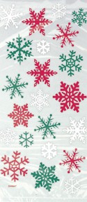 Red and Green Snowflake Cellophane Bags - Festive Holiday Party Decorative Bags