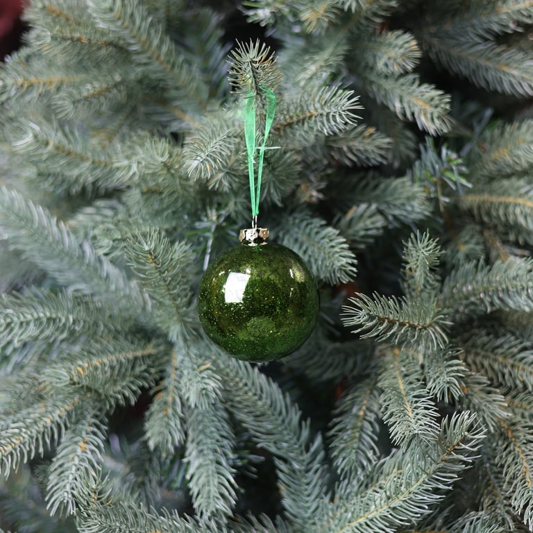 Green Glass 8cm Soleo Bauble - Festive Home Decoration and Holiday Ornament