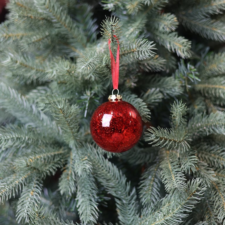 Red Glass Soleo 8cm Bauble - Festive Holiday Decoration Home Decor Ornament