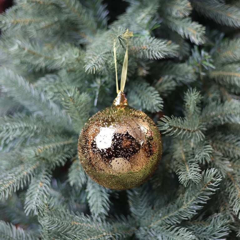 Antique Gold Glass Turone Bauble - 12cm Vintage Ornament for Home Decor