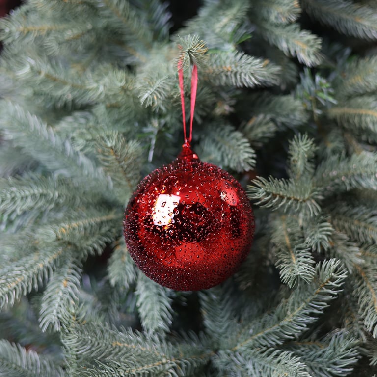Red Glass Turquoise Bauble - 12cm Home Decor Ornament for Holiday Season Decoration