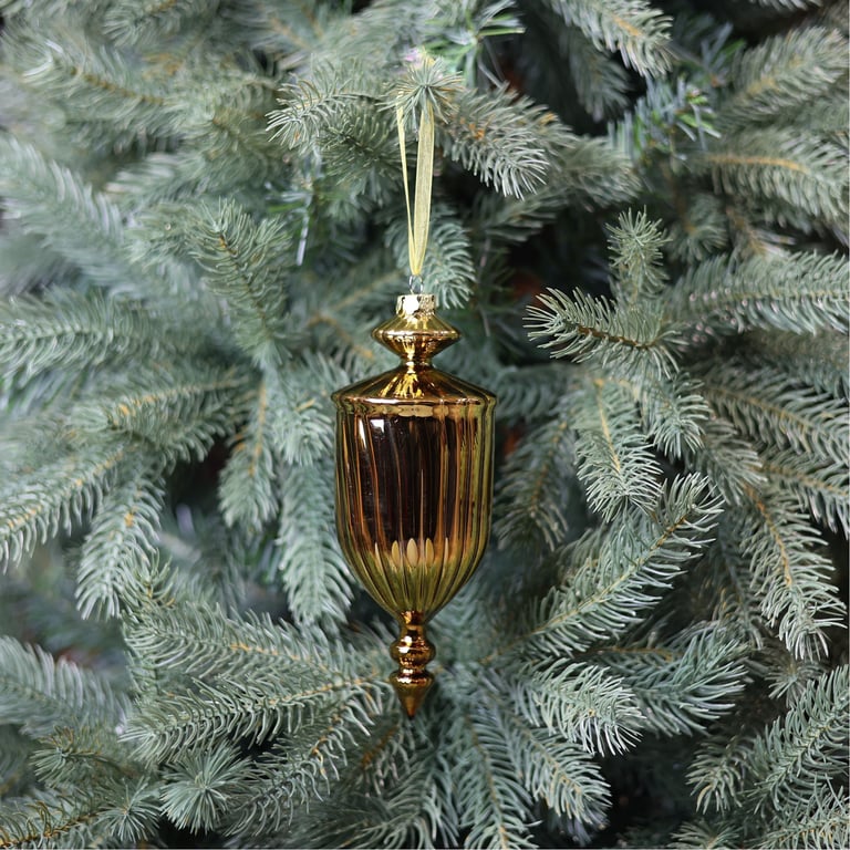 Antique Gold Glass Lantern Finial - Vintage Home Decor Lighting Fixture