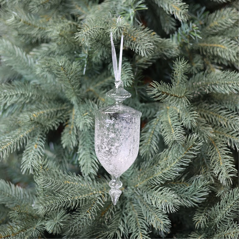 White Glass Lantern Finial - 21cm Decorative Home Accent for Garden Lighting and Home Dcor