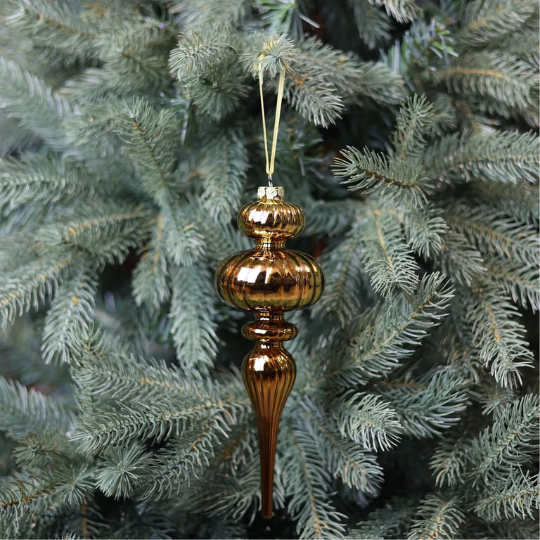 Antique Gold Glass Elegance Finial - 24cm Ornate Home Accent Decoration