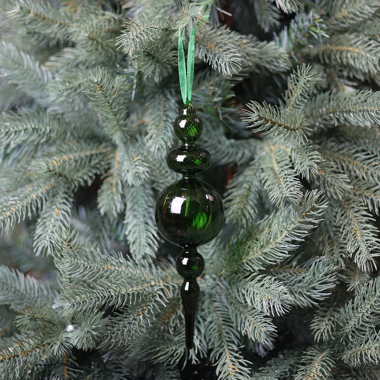 Green Glass Belvedere Finial - 25cm Outdoor Garden Decoration and Home Decor Accent