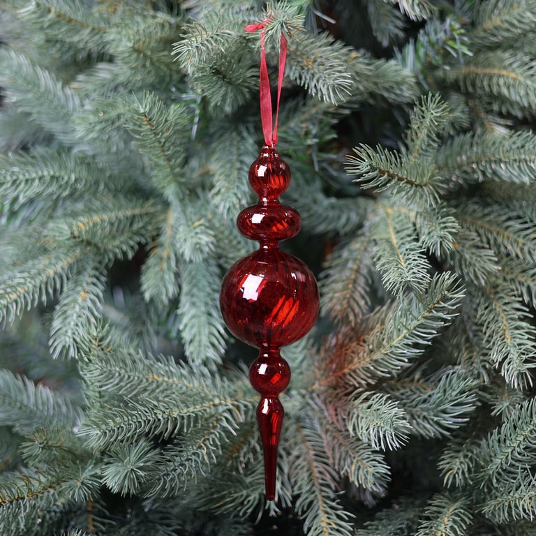 Red Glass Belvedere Finial - 25cm Tall Home Decor and Garden Ornament