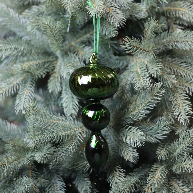 Green Glass Trio Finial - 22cm Decorative Element for Home & Garden Decoration