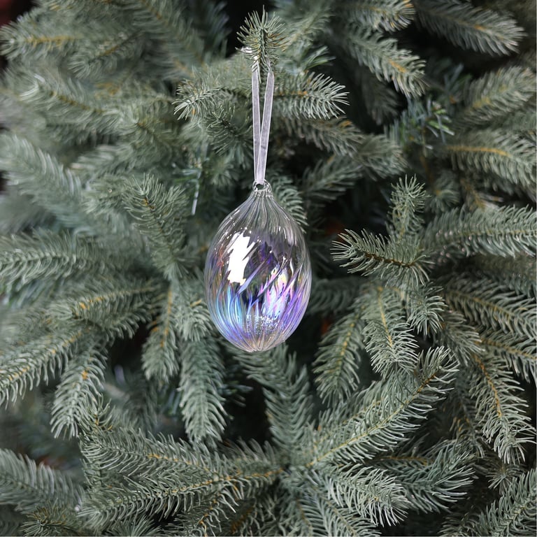 Iridescent Glass Terzo Egg Hanging Decoration - Artistic Bohemian Home Decor Accent