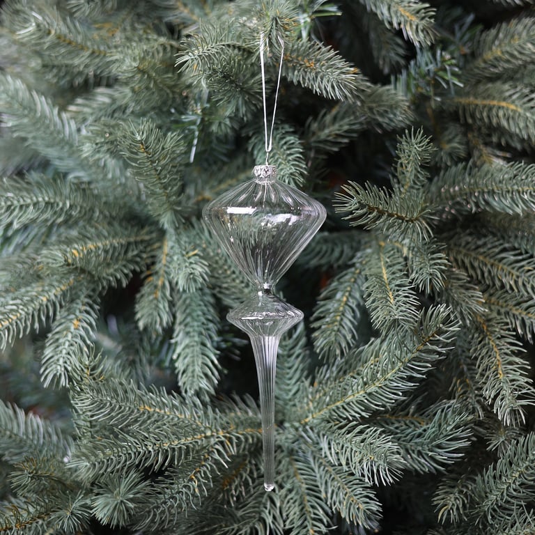 Clear Glass Siano Finial 23cm - Elegant Home Decor and Garden Decoration Ornament