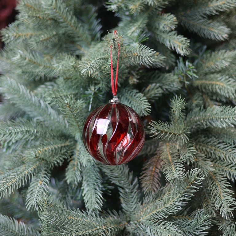 Red Glass Amaroso Bauble - 9cm Crystal Ornament for Home Decor and Holiday Decoration