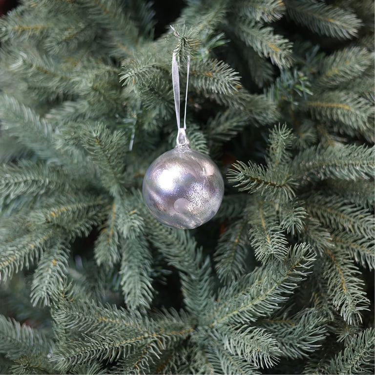 Silver Glass Nebula Bauble - 8cm Celestial Home Decor Ornament