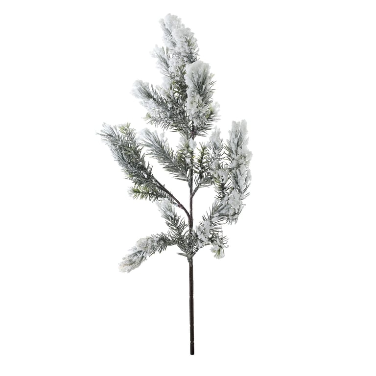 White and Green Heavy Snow Pine Spray (57cm) - Winter Garden Decorations, Home Decoration Pine Branches, Artificial Pine Sprays for Indoor/Outdoor Use