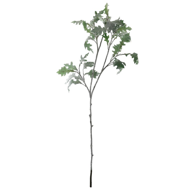 White and Green Snowy American Oak Spray (99cm) - Winter Home Accent Decoration