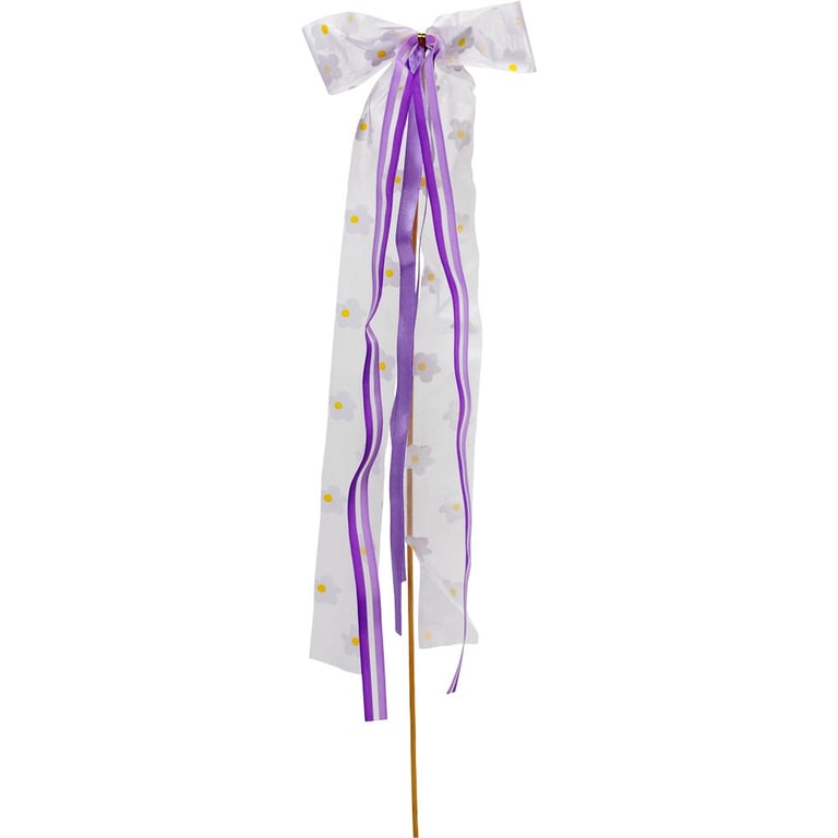 Lilac Flower Ribbon & Bows Pick - 10 Pack Floral Accents for Home Decor Craft Supplies Party Decorations