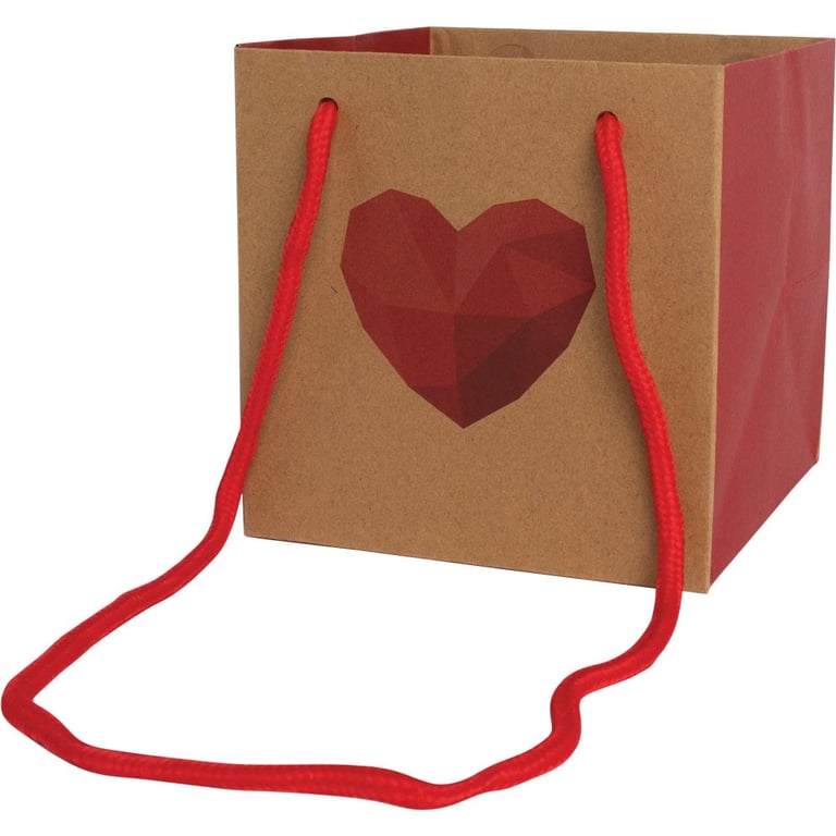 Diamond Heart Cube Kraft Bags - Wedding Favor Packaging (Pack of 10)